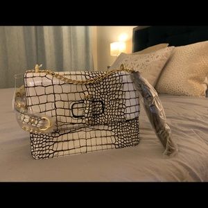 NWT Neiman Marcus Tahiti Croco Flap Bag